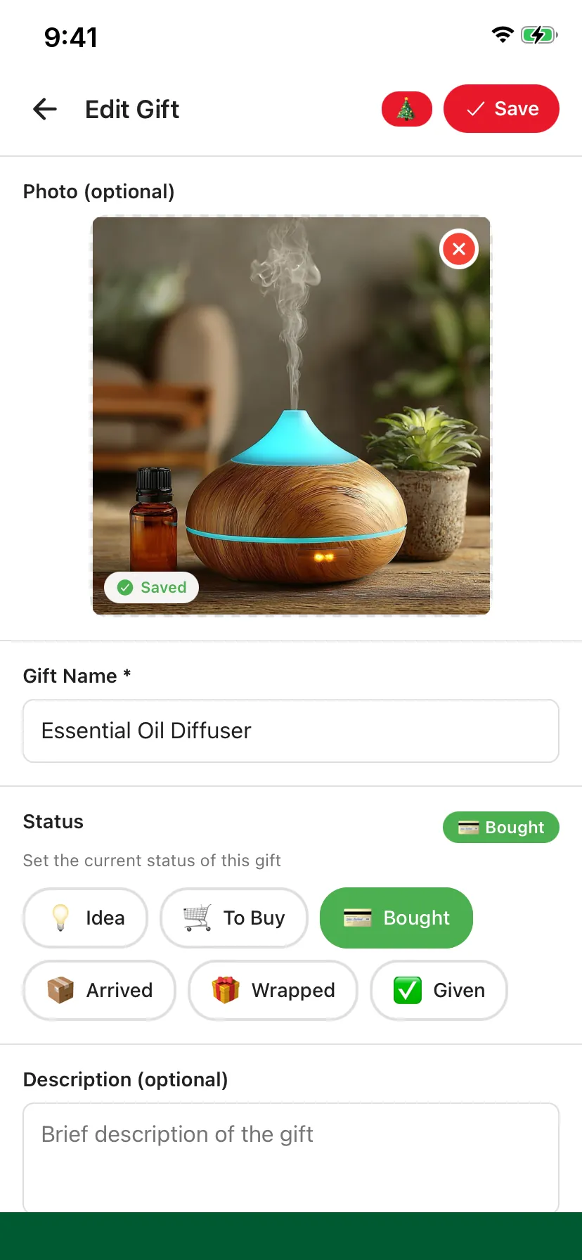 A gift in GiftFlow with its photo